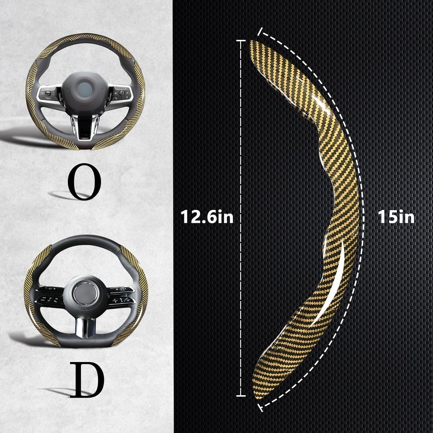 Carbon Fiber 3-Piece Steering Wheel Cover