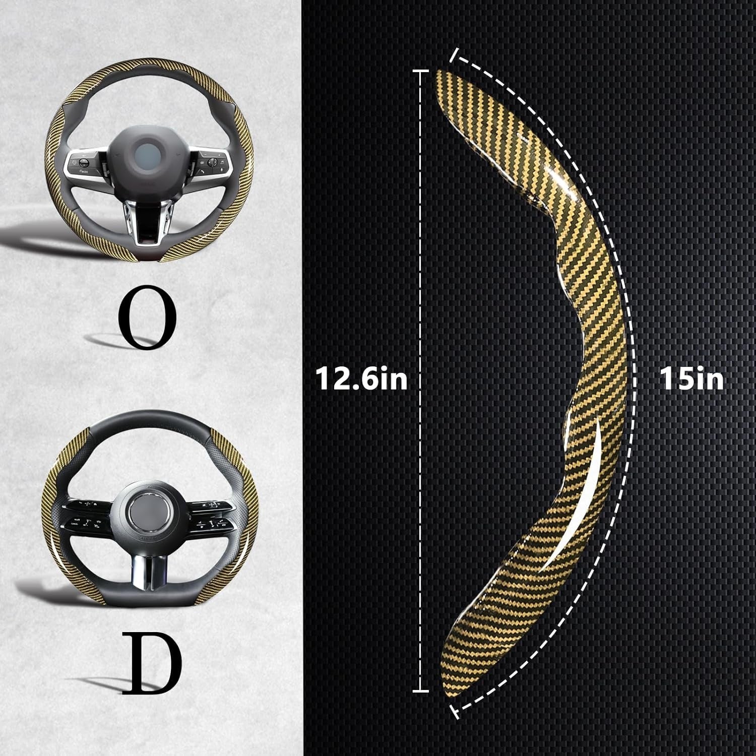 Carbon Fiber 3-Piece Steering Wheel Cover