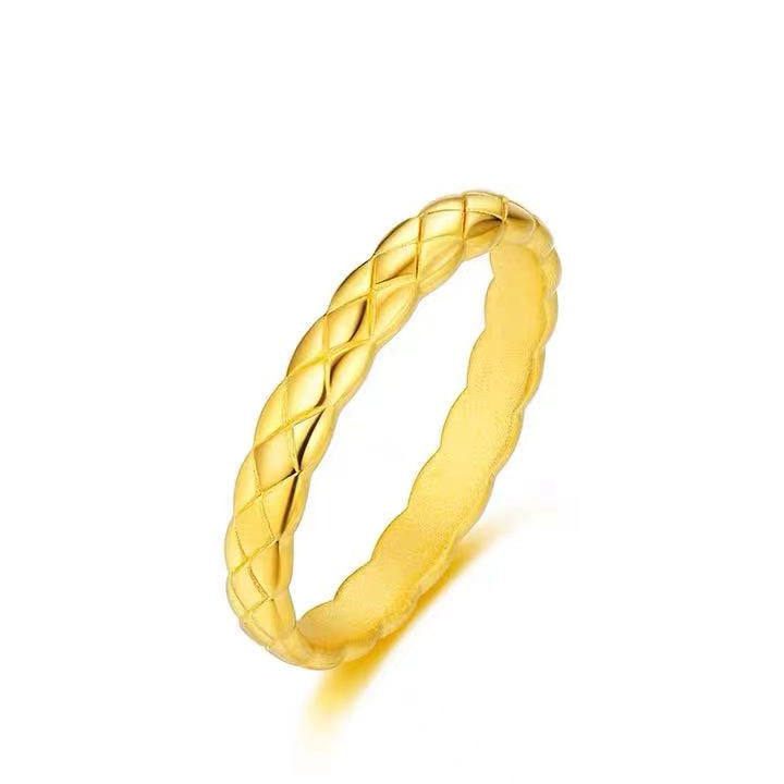 Xiaoxiang Lingge Ring Couple Fashion Gold Yellow Card