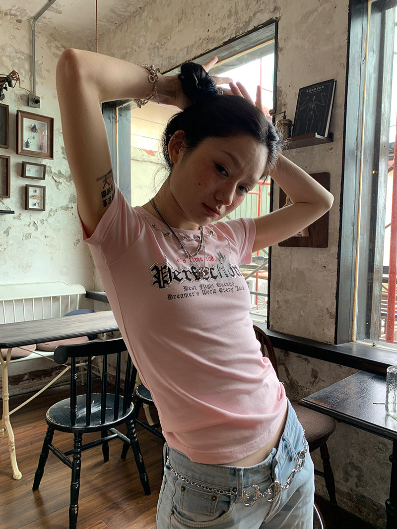 Women's Short Sleeve Printed Statement Top